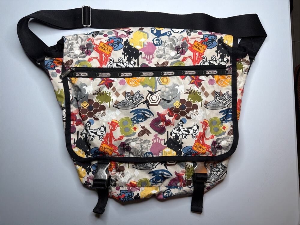 LeSportSac Large Messenger Weekender Bag California Rare Design Cartoon Pasta